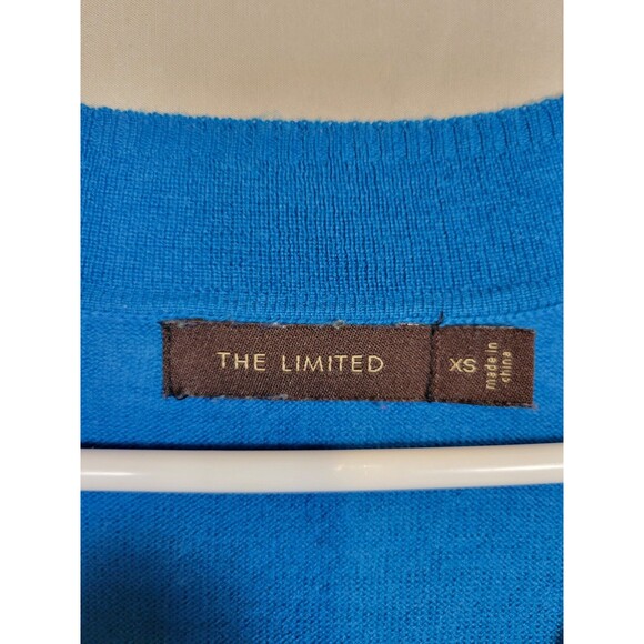 The Limited Sweater Womens XS Merino Wool Blend Blue Lightweight V-Neck Preppy - Picture 7 of 9